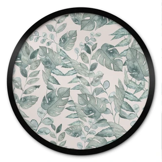 Poster Dschungelblätter Aquarell Creme - Bloomery Decor - Rund 