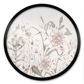 Poster Florale Wiese in Hellrosa - Bloomery Decor - Rund 