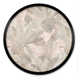 Poster Tropenblätter im Dschungel Pastell - Bloomery Decor - Rund 