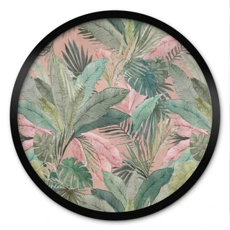 Poster Tropenblätter im Dschungel Rosa - Bloomery Decor - Rund Poster Tropenblätter im Dschungel Rosa - Bloomery Decor - Rund
