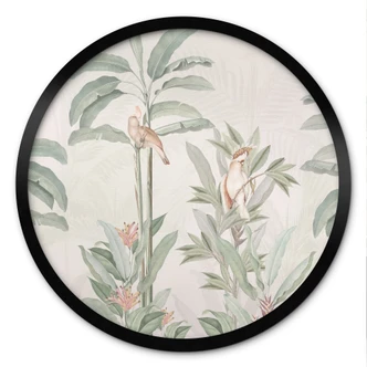 Poster Tropischer Wald mit Kakadus - Bloomery Decor - Rund Poster Tropischer Wald mit Kakadus - Bloomery Decor - Rund