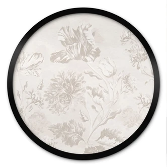 Florales Poster Wildblumen in Kreide-Optik Greige - Bloomery Decor - Rund 