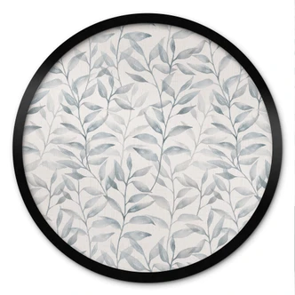 Poster Zarte Aquarell-Blätter - Soft Grau - Bloomery Decor - Rund Poster Zarte Aquarell-Blätter - Soft Grau - Bloomery Decor - Rund