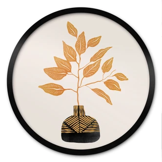 Poster Goldener Zweig mit Blättern - Cats & Dotz - Rund 