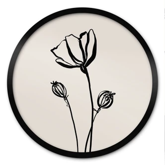 Poster Line Art Mohnblume - Cats & Dotz - Rund 