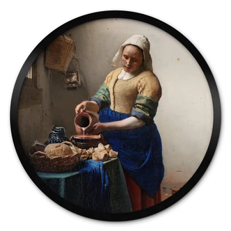 Poster Vermeer - Das Mädchen mit dem Milchkrug - Rund 
