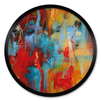 Poster Kleurrijke chaos - Fedrau - Rond 