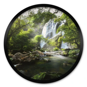 Poster Wasserfall im Wald - Naturfotografie Rund - Foto 