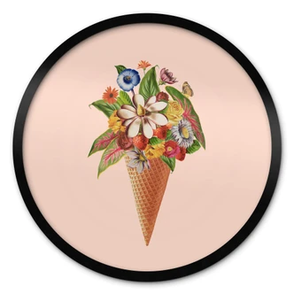 Poster Frida Floral Studio - Blumige Eistüte - Rund 