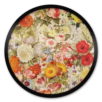 Poster Farbenfrohe Blumencollage - Frida Floral Studio - Rund 