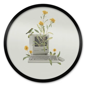 Poster Vintage Botanik-Computer - Frida Floral Studio - Rund 