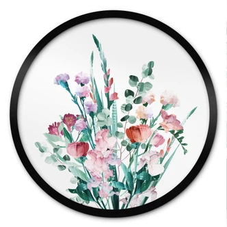 Plakat Buket med vilde blomster i foråret - Goed Blauw - Rund 