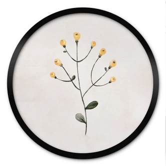 Plakat Delikat plante med gule blomster - Goed Blauw - Rund 
