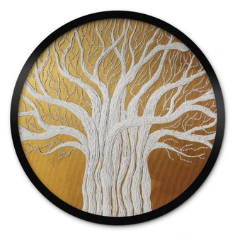 Poster Weißer Lebensbaum abstrakt - Grande - Rund 