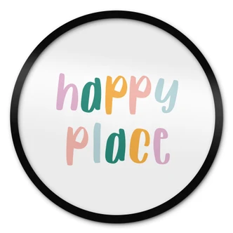 Spruch Poster - Happy place - Rund 