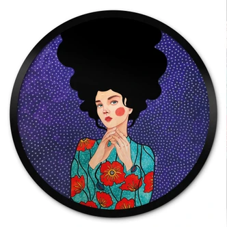 Poster Vrouw in klaproosjurk - Hülya - Rond Poster Vrouw in klaproosjurk - Hülya - Rond