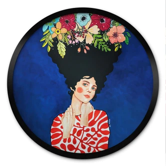 Poster vrouw met bloemen in het haar - Hülya - Rond Poster vrouw met bloemen in het haar - Hülya - Rond