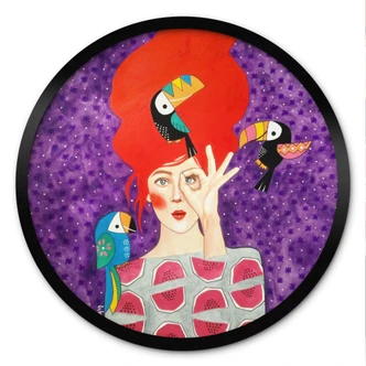 Poster Frau mit Tukan-Trio - Hülya - Rund 