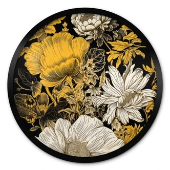 Póster Esplendor de flores en ocre - Póster redondo de flores - Jaszke 