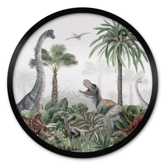 Poster Kikki Belle - Dinos äventyr - Rund Poster Kikki Belle - Dinos äventyr - Rund