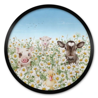 Poster Farm animals on a flower meadow - Kikki Belle 