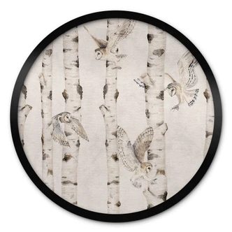 Poster Owls in the birch forest - Kikki Belle - Round 