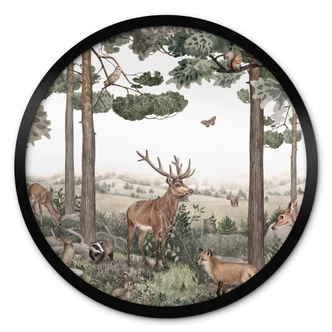 Poster Kikki Belle - Inhemska djur i skogen - Rund Poster Kikki Belle - Inhemska djur i skogen - Rund