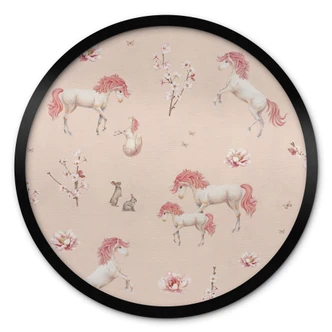 Enchanted unicorns with cherry blossoms poster - Kikki Belle - Round 