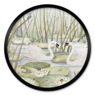 Poster Two swans in the pond - Kikki Belle 