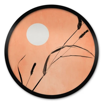 Poster Schilf im pfirsichfarbenen Sonnenschein - Kubistika - Rund 