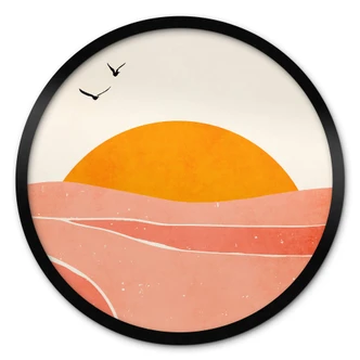 Plakat Solopgang i landskabet rundt - Kubistika 