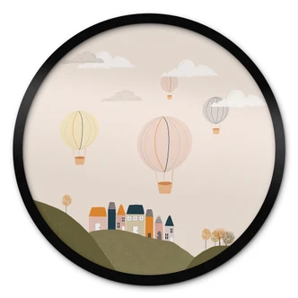 Poster Bunte Heißluftballons am Himmel - Menina Lisboa - Rund 