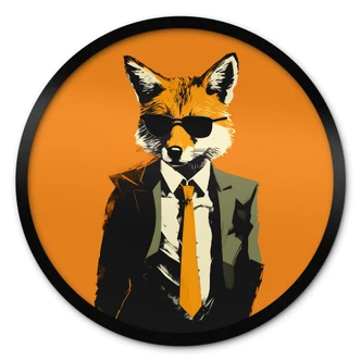 Poster Cooler Fuchs im Anzug - Magnusson - Rund Poster Cooler Fuchs im Anzug - Magnusson - Rund