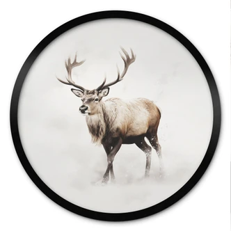 Poster Hirsch im weißen Winter - Magnusson - Rund 