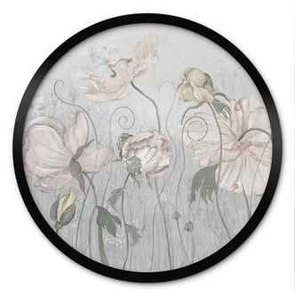 Poster di fiori in stile vintage in grigio - Ms Tiff - Rotondo 