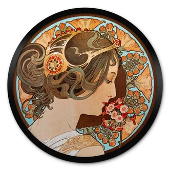 Poster Rond - Mucha - Sleutelbloemen 