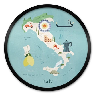 Plakat Kort over Italien - Rivers 