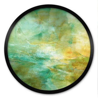 Póster horizonte abstracto en verde lima - Schmucker - Redondo 