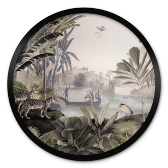 Poster Sir Edward - Landskap med leoparder - Rund Poster Sir Edward - Landskap med leoparder - Rund