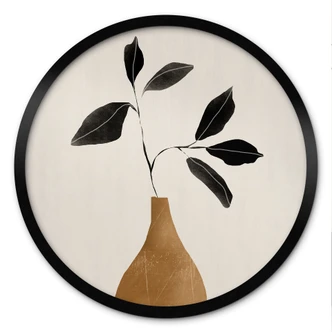 Poster Zweig in goldener Vase - ThingDesign - Rund 