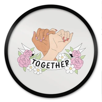 Poster Samen Zusterschap Bloemen Handen - Rond 