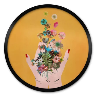 Ronde Poster Treechild - Colorful flowers in Frida's hands 