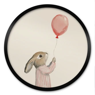 Poster Süßer Hase mit Luftballon - Treechild - Rund 