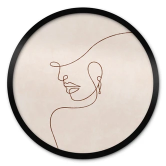 Poster Fijne contouren van een vrouw - Lijn Art - Tunaboylu - Rond 