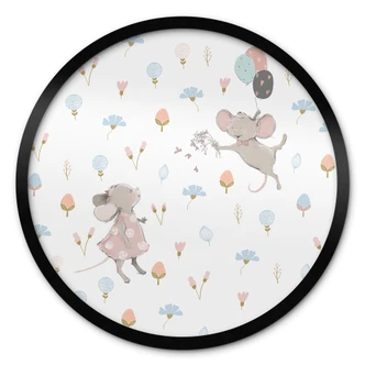 Poster Kleine Mäuse mit Luftballons - UN Designs - Rund 