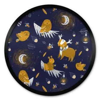 Poster Waldtiere in der Nacht - UN Designs - Rund 