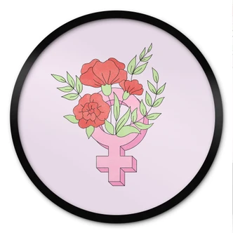 Poster Venuszeichen mit Blumen - Rund 