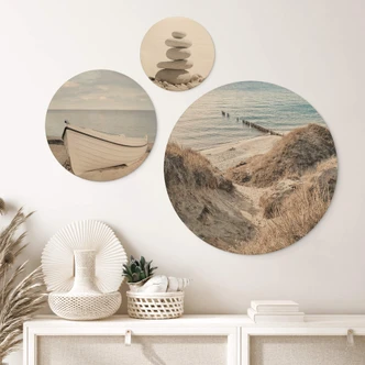 Wandcirkel Hout Beach Flair (3-delig) 