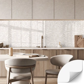 Zelfklevende Keukenachterwand Delicate aquarelblaadjes - Zacht Beige - Bloemdecoratie Zelfklevende Keukenachterwand Delicate aquarelblaadjes - Zacht Beige - Bloemdecoratie