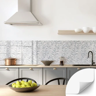 Zelfklevende Keukenachterwand Delicate aquarelblaadjes - Zacht grijs - Bloemdecoratie Zelfklevende Keukenachterwand Delicate aquarelblaadjes - Zacht grijs - Bloemdecoratie